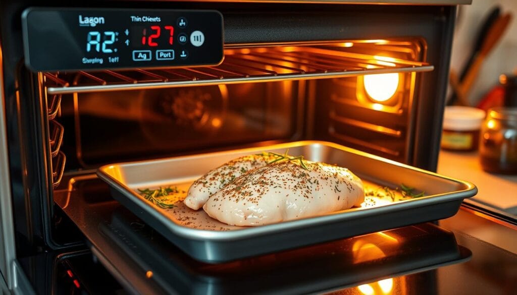 baking temperature for thin chicken breasts