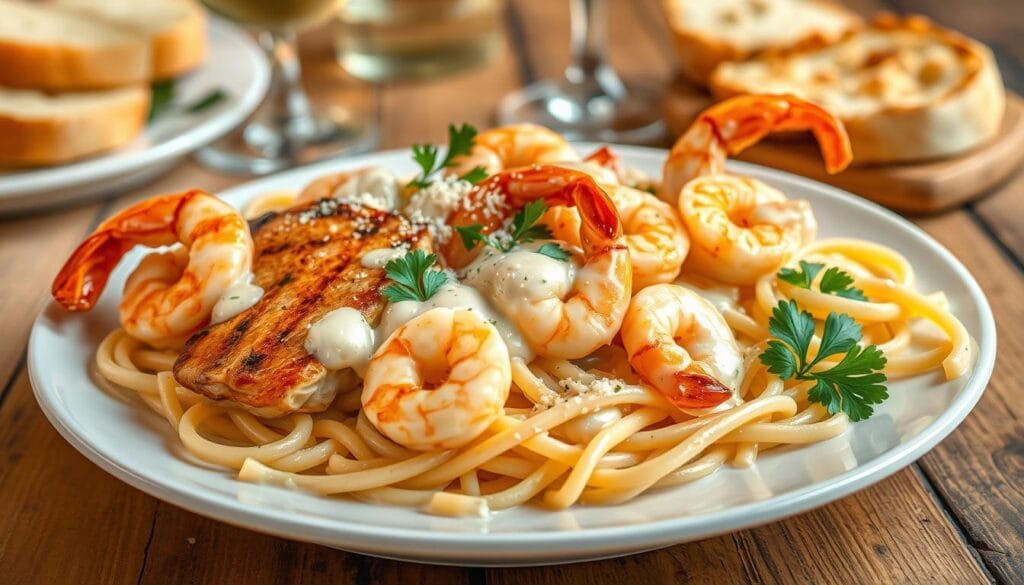 chicken and shrimp alfredo