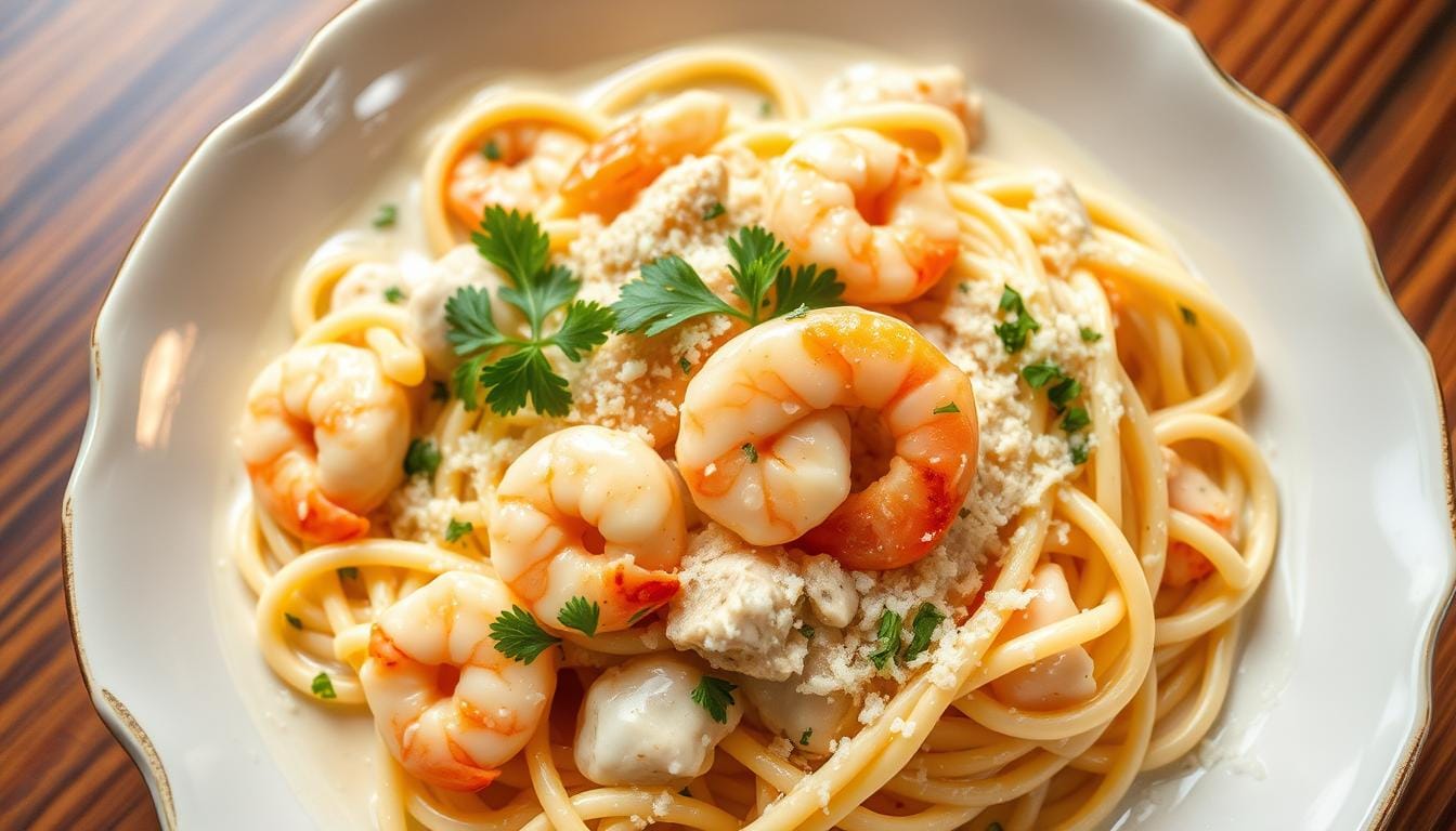 chicken and shrimp alfredo