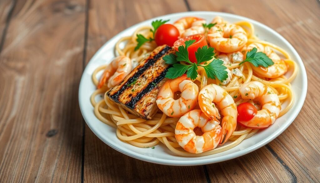 chicken and shrimp pasta