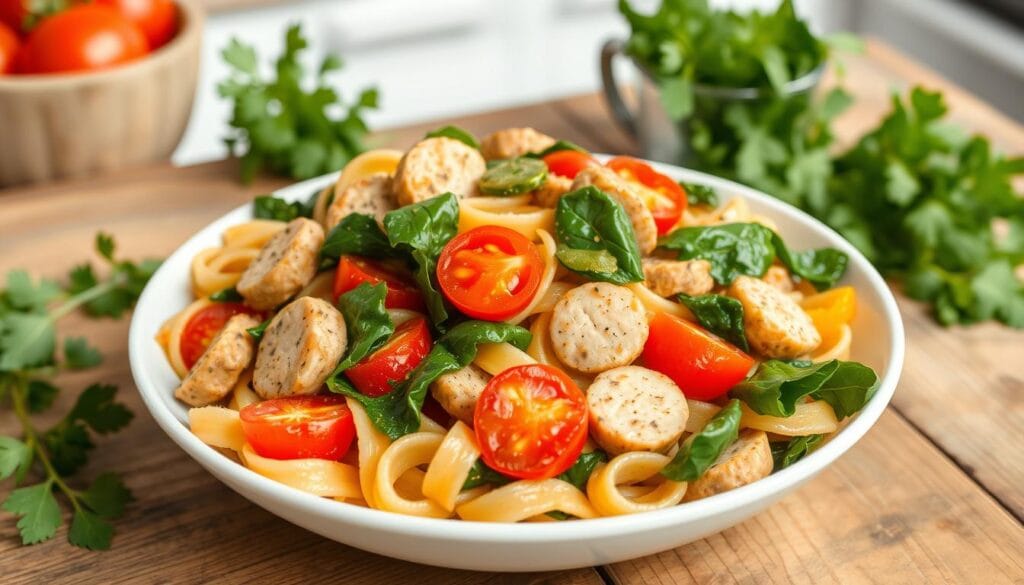 healthy chicken sausage pasta