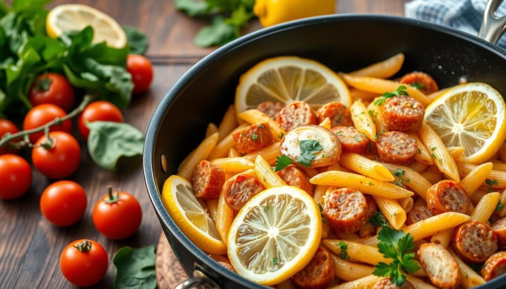 lemon chicken sausage pasta