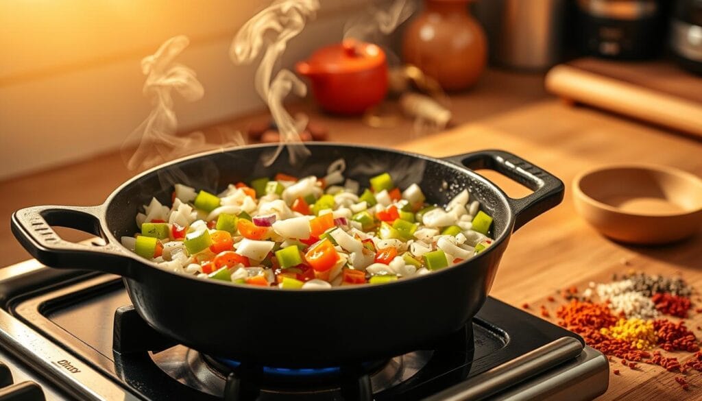 sautéing aromatics for gumbo