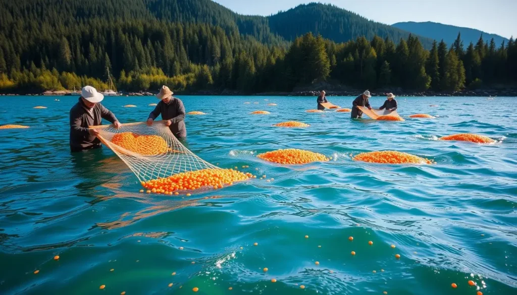 salmon roe harvesting