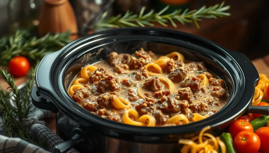 slow cooker beef stroganoff