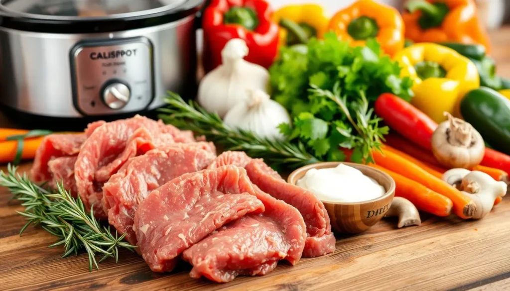 slow cooker beef stroganoff ingredients